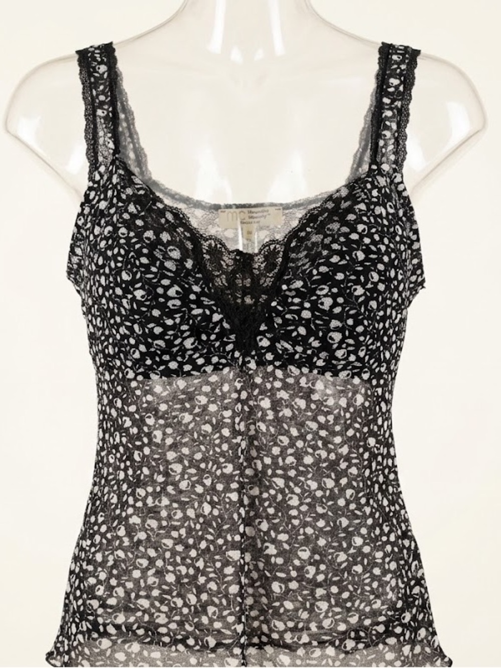 Black Floral Lace-Trim Camisole